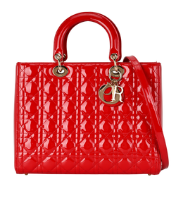 Large Lady Dior, Patent, Red, 16-BO-0165, DB/S, 2*